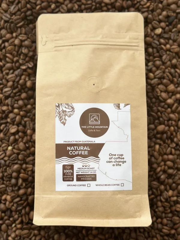 14-ounce resealable bag of The Little Mountain Natural Coffee