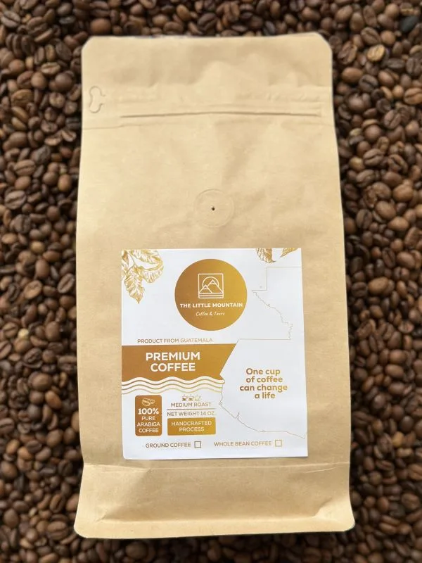 14-ounce resealable bag of The Little Mountain Premium Coffee